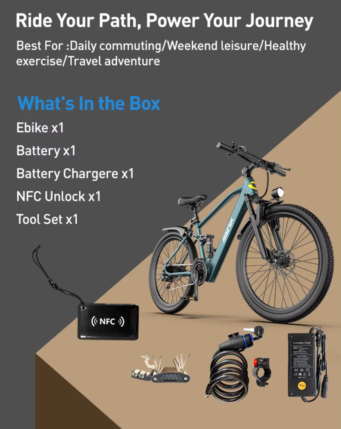 Electric Wave Aairsk GT900 Electric Bike, 26 Inch, 13 AMP High Range, Max Peak 540W